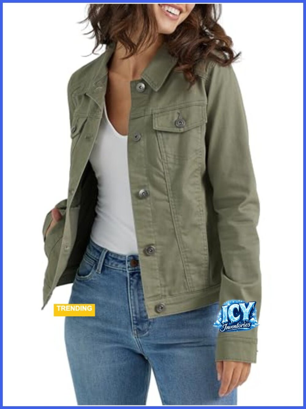Womens Stretch Denim Jacket Button Front Cotton Blend Jean Jacket